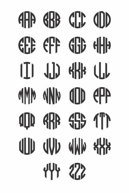 Wooden Circle Monogram Examples