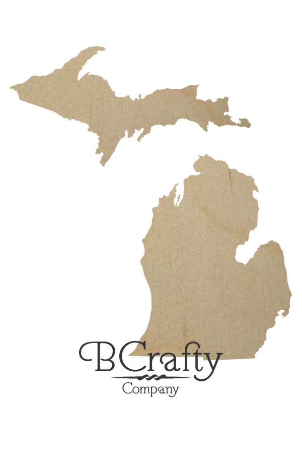 Wooden Michigan State Shape Cutout