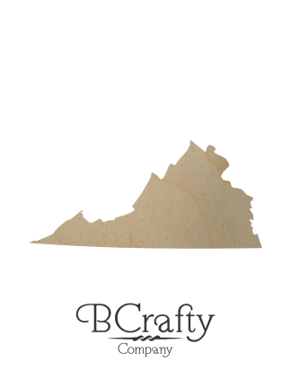 Wooden Virginia State Shape Cutout