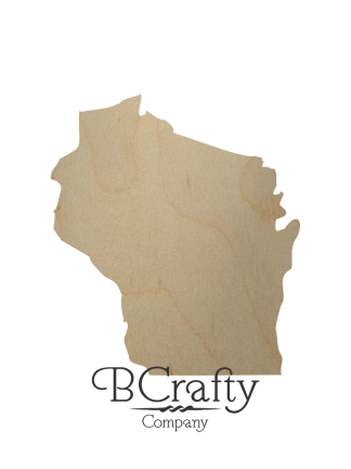 Wooden Wisconsin State Shape Cutout