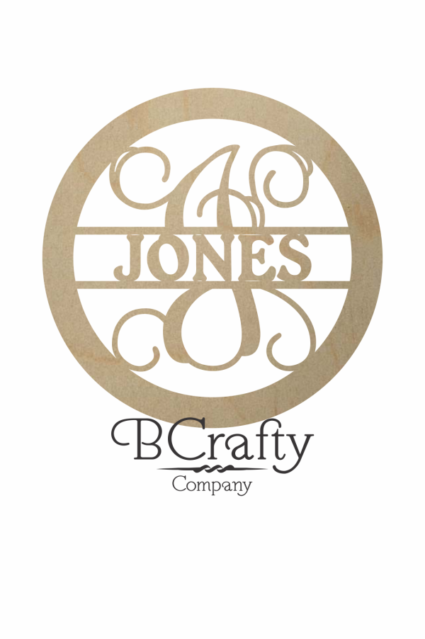 Wooden Family Monogram w Circle Border - Image 3
