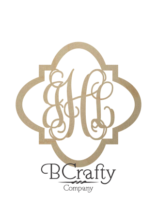 Wooden Monogram - Quatrefoil Border - jHl