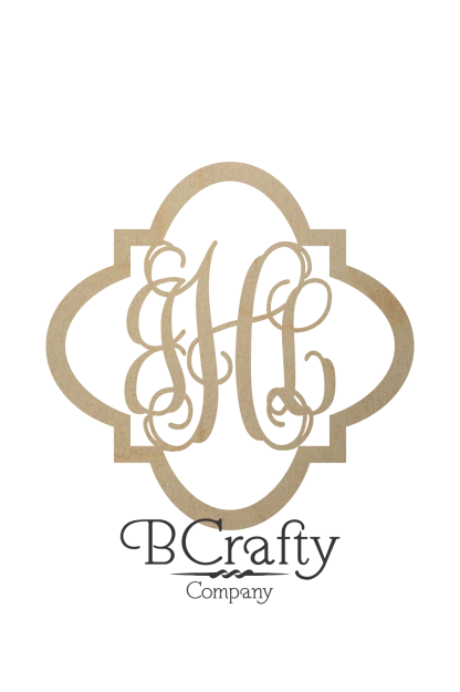 Wooden Monogram - Quatrefoil Border - jHl